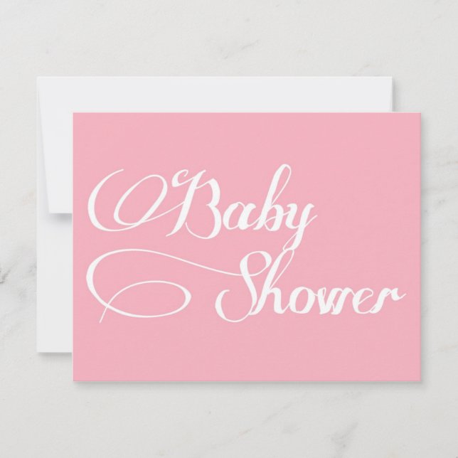 Elegantes Script Light Pink Baby Dusche Einladung (Vorderseite)