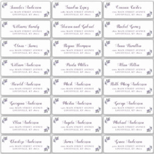 Elegantes Script Lila Floral Guest Address Labels