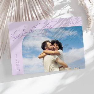 Elegantes Script lila Rahmenfoto Save The Date