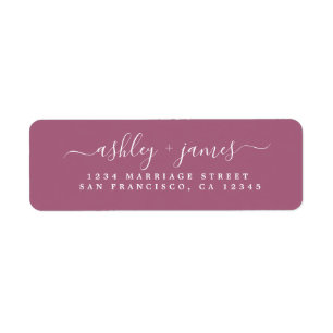 Elegantes Script Lila Wedding Rücksendeadresse