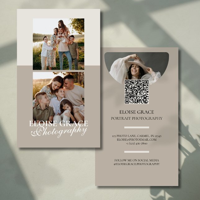 Elegantes Script-Logo und QR-Code-Fotografie Visitenkarte (Elegant and professional agent business card that makes a great first impression!)