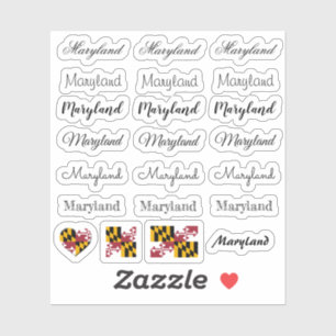 Elegantes Script Maryland & Maryland Flag /name Se Aufkleber