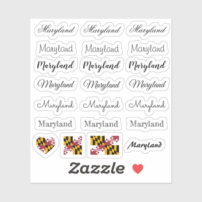 Elegantes Script Maryland & Maryland Flag /name Se Aufkleber (Blatt)
