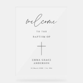 Elegantes Script Mattierte Taufe Willkommen Acrylschild