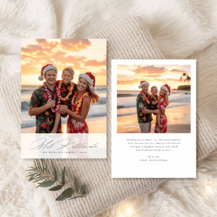 Elegantes Script Mele Kalikimaka Beach Family Foto Feiertagskarte