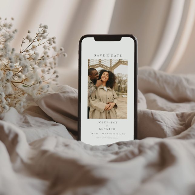 Elegantes Script Minimal Foto Hochzeit Save The Date (Von Creator hochgeladen)