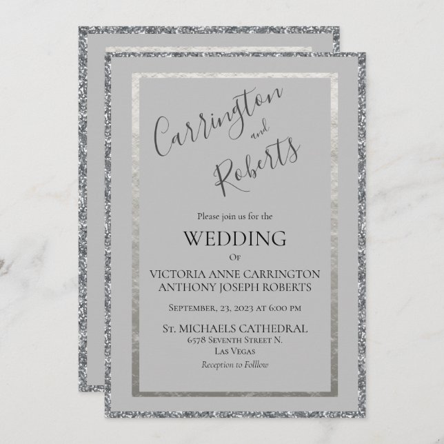 Elegantes Script Minimal Modernes Einfaches Hochze Einladung (Vorne/Hinten)