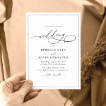 Elegantes Script Minimal Schwarz und Weiß Hochzeit Einladung<br><div class="desc">Dieses elegante Foto Wedding Invitation verfügt über einen Kalligrafietext mit einem klassischen Serif & modernen Sans Schriftart in schwarz; auf der Rückseite ist ein anpassbares Monogramm. Matching-Elemente verfügbar.</div>