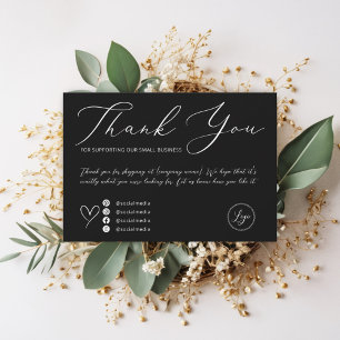 Elegantes Script Minimalistisch Black Order Vielen Dankeskarte