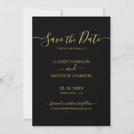 Elegantes Script Minimalistisch Gold und Black Wed Save The Date