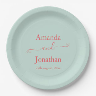 Elegantes Script Minimalistisch Hochzeitspapier Ab Pappteller