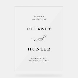 Elegantes Script Minimalistische Hochzeit Willkomm Acrylschild