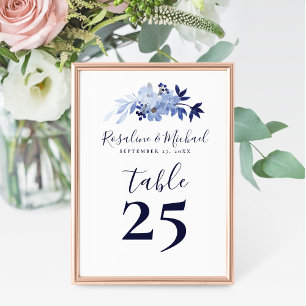 Elegantes Script Moderne Navy Minimalistische Hoch Tischnummer