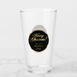 Elegantes Script Moderne Schwarz und Gold Weihnach Glas