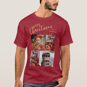 Elegantes Script Moderne Weihnachtsfamilie 3 Foto T-Shirt