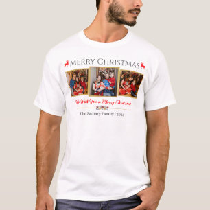 Elegantes Script Moderne Weihnachtsfamilie 3 Foto T-Shirt