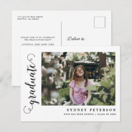 Elegantes Script Moderner Foto Abschluss Einladung Postkarte