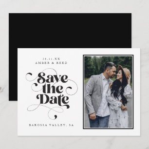 Elegantes Script Modernes Foto für Schwarz-weiße K Save The Date