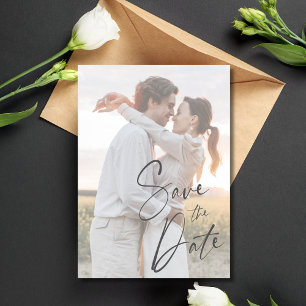 Elegantes Script Modernes Foto Hochzeit Save The Date