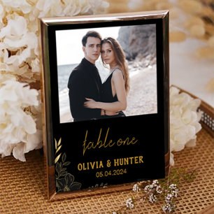 Elegantes Script Modernes Foto Hochzeit Tischnumme Tischnummer