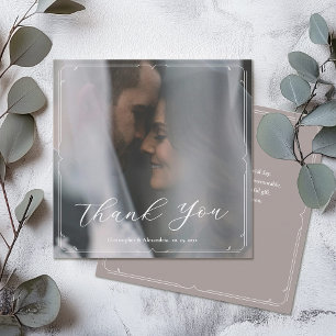 Elegantes Script Modernes Frame Wedding Foto Dankeskarte