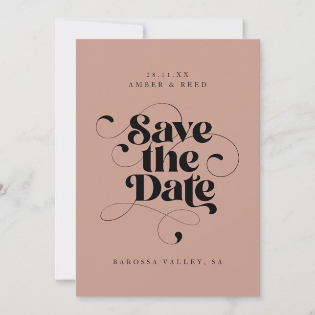 Elegantes Script Modernes Rosa Art Design Foto Save The Date (Vorderseite)
