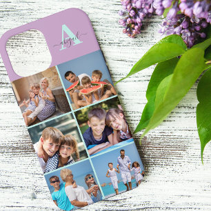 Elegantes Script Monogram 6 Foto Lilac und Mint Case-Mate iPhone Hülle