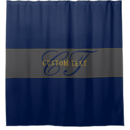 Elegantes Script Monogram Dark Navy Blue Gray & Go Duschvorhang
