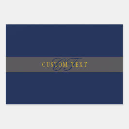 Elegantes Script Monogram Dark Navy Blue Gray & Go Geschenkpapier Set