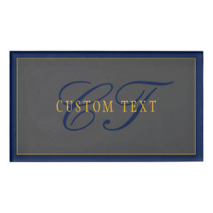 Elegantes Script Monogram Dark Navy Blue Gray & Go Namenschild