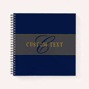 Elegantes Script Monogram Dark Navy Blue Gray & Go Notizbuch