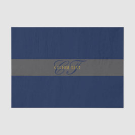 Elegantes Script Monogram Dark Navy Blue Gray & Go Seidenpapier