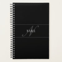Elegantes Script Monogram Editable Black Gray Whit