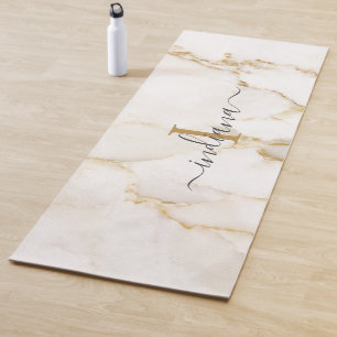 Elegantes Script Monogram Marble Muster Yogamatte
