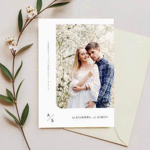 Elegantes Script Monogram Wedding Foto Einladung