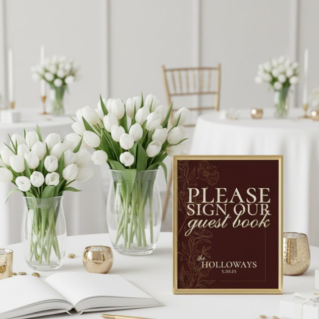 Elegantes Script Mousse Brown Wedding Gästebuch Acrylschild (Invite your guests to leave their love with this Mousse Brown Wedding Guestbook Sign!)