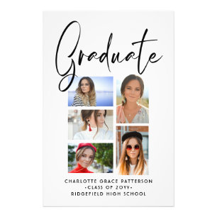 Elegantes Script Multi Foto Abschluss Graduate