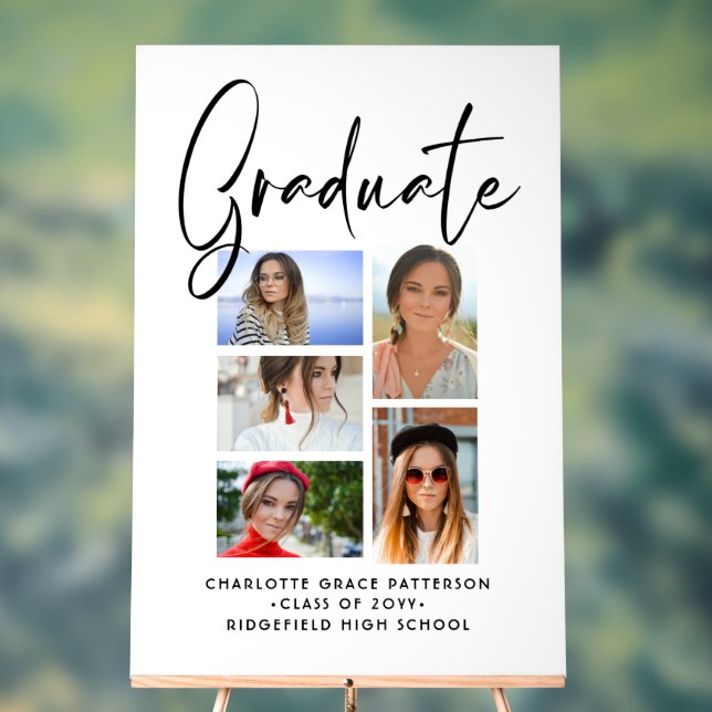 Elegantes Script Multi Foto Abschluss Graduate Acrylschild (Neutral)