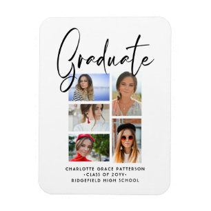 Elegantes Script Multi Foto Abschluss Graduate Magnet
