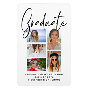 Elegantes Script Multi Foto Abschluss Graduate Magnet