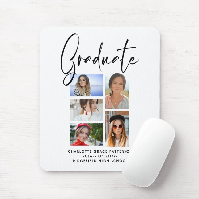 Elegantes Script Multi Foto Abschluss Graduate Mousepad (Mit Mouse)
