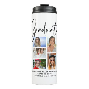 Elegantes Script Multi Foto Abschluss Graduate Thermosbecher