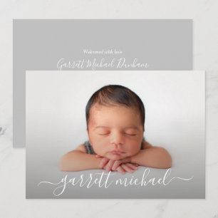 Elegantes Script Name Foto Baby Birth Ankündigunge