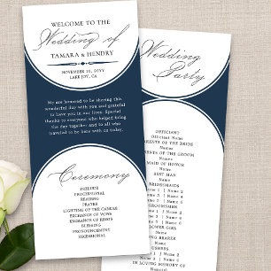 Elegantes Script Navy Blue Arch Wedding Programm
