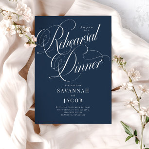 Elegantes Script Navy Blue Probe Dinner Einladung