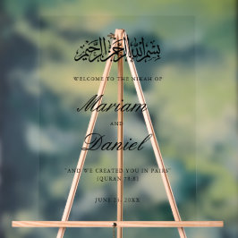 Elegantes Script Nikah Islamic Wedding Willkommen Acrylschild