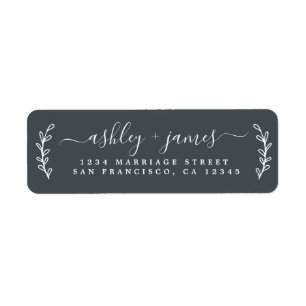 Elegantes Script Off-Black Wedding-Rücksendeadress