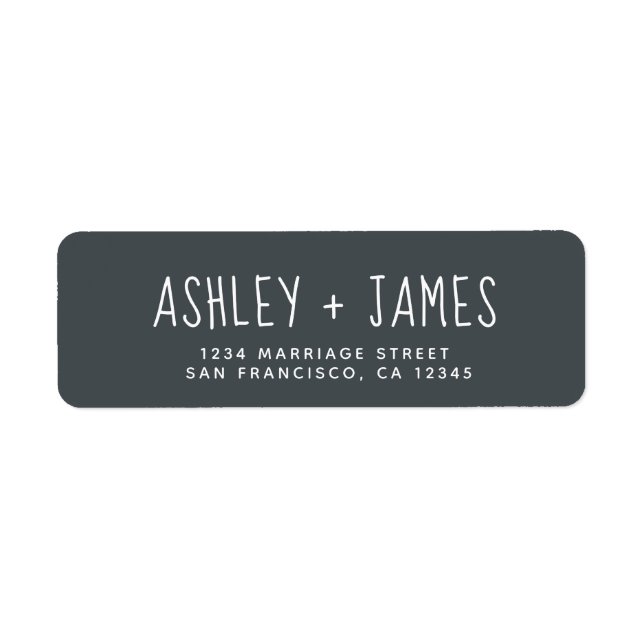 Elegantes Script Off-Black Wedding-Rücksendeadress (Vorne)