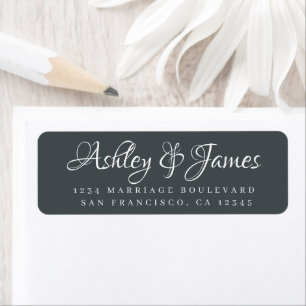 Elegantes Script Off-Black Wedding-Rücksendeadress