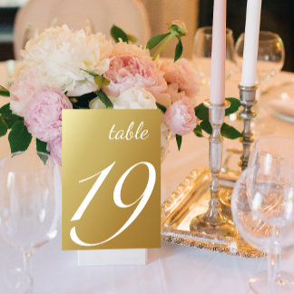 Elegantes Script Ombre Gold Wedding Tischnummer